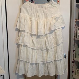 Long White Ruffled Spring/Summer Skirt